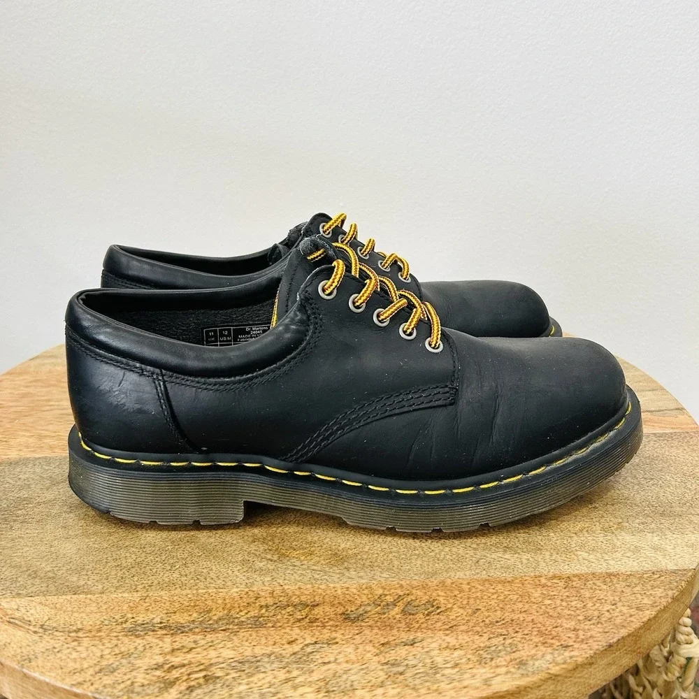 Dr. Martens 5 Eyed Black Leather Platform Oxford Lace-Up Shoes Men's 12 24045
